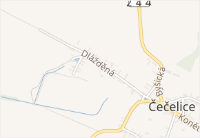 Dlážděná v obci Čečelice - mapa ulice