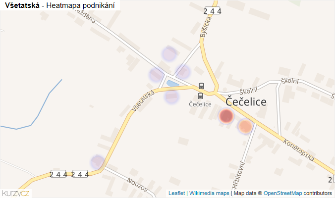 Mapa Všetatská - Firmy v ulici.
