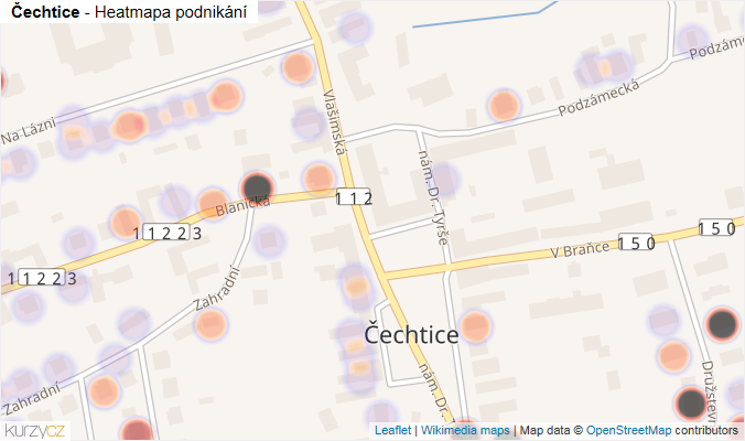 Mapa Čechtice - Firmy v části obce.
