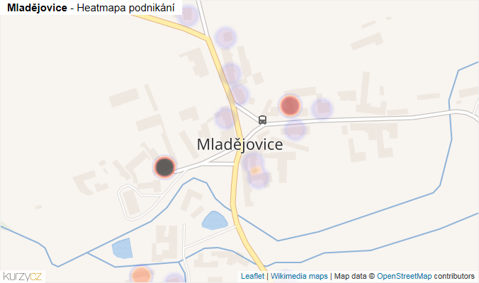 Mapa Mladějovice - Firmy v části obce.