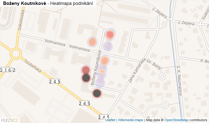 Mapa Boženy Koutníkové - Firmy v ulici.