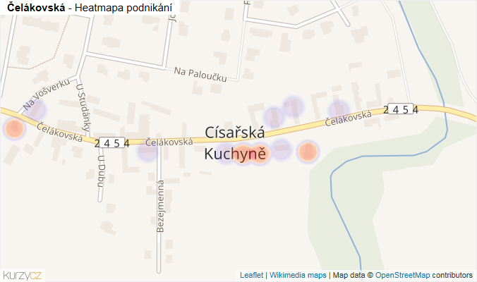 Mapa Čelákovská - Firmy v ulici.