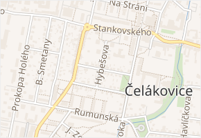 Hybešova v obci Čelákovice - mapa ulice