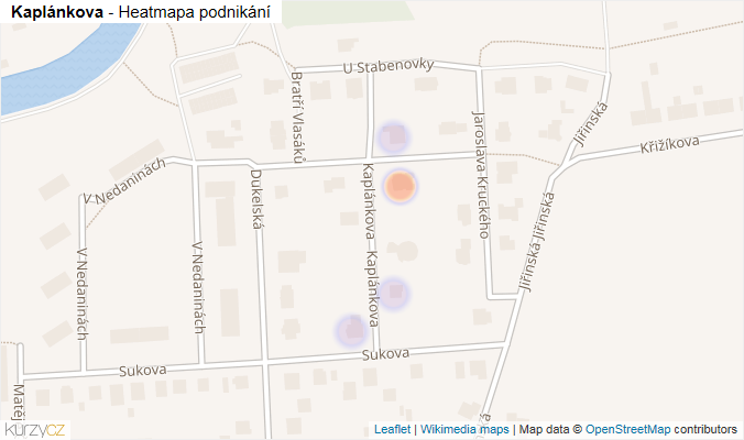 Mapa Kaplánkova - Firmy v ulici.