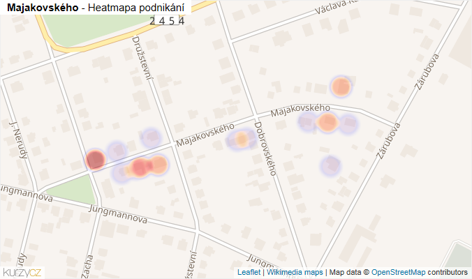 Mapa Majakovského - Firmy v ulici.