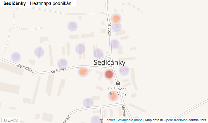 Mapa Sedlčánky - Firmy v části obce.