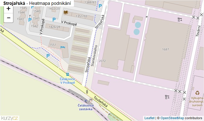 Mapa Strojařská - Firmy v ulici.