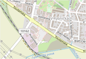 Toušeňská v obci Čelákovice - mapa ulice