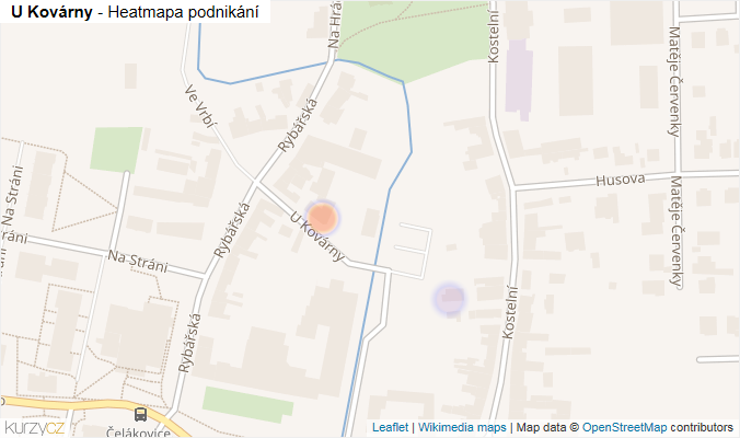 Mapa U Kovárny - Firmy v ulici.