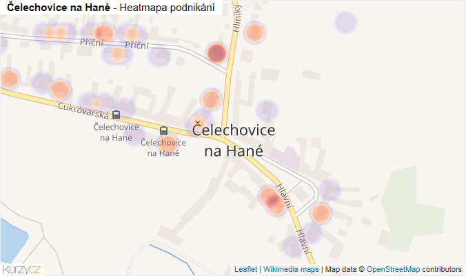 Mapa Čelechovice na Hané - Firmy v části obce.