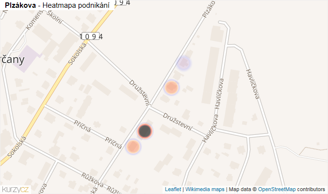 Mapa Plzákova - Firmy v ulici.