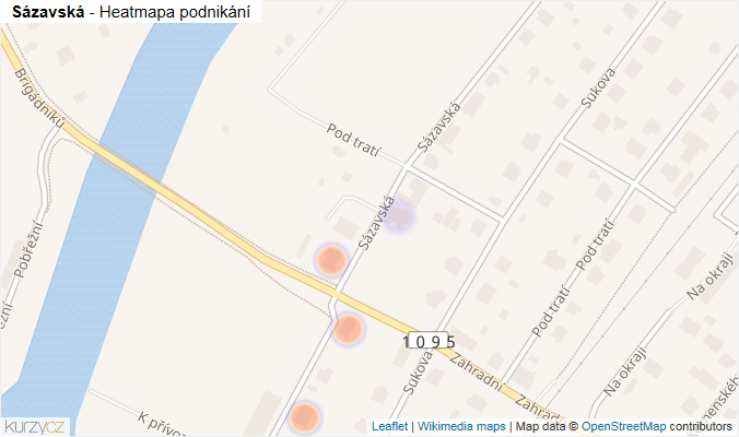 Mapa Sázavská - Firmy v ulici.