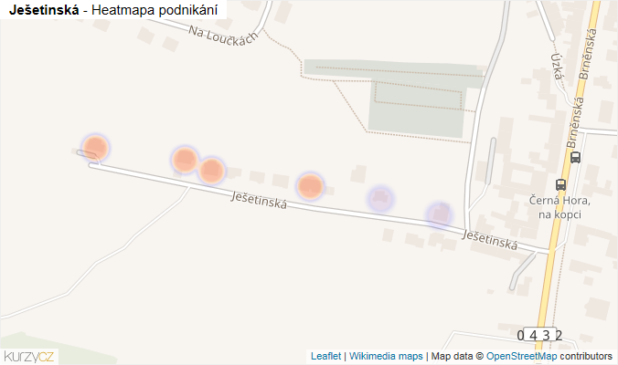 Mapa Ješetinská - Firmy v ulici.