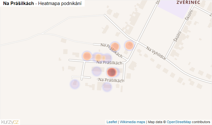 Mapa Na Prášilkách - Firmy v ulici.