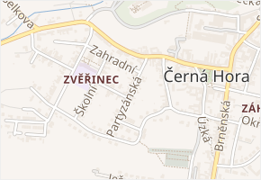 Partyzánská v obci Černá Hora - mapa ulice