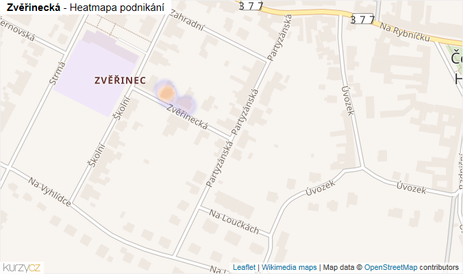 Mapa Zvěřinecká - Firmy v ulici.