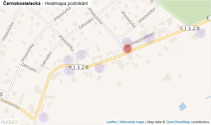 Mapa Černokostelecká - Firmy v ulici.