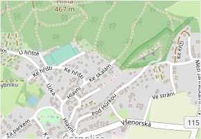Ke skalám v obci Černolice - mapa ulice