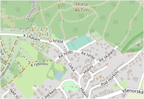 U hřiště v obci Černolice - mapa ulice