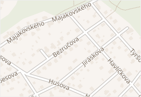 Bezručova v obci Černošice - mapa ulice