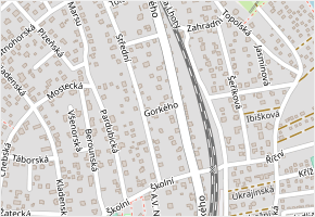 Gorkého v obci Černošice - mapa ulice