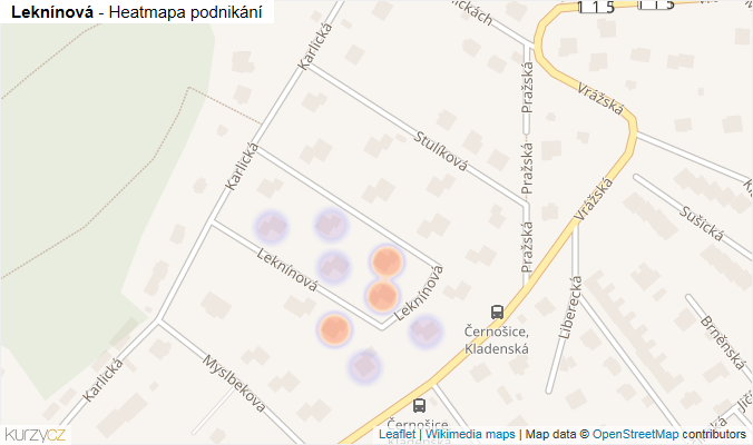 Mapa Leknínová - Firmy v ulici.
