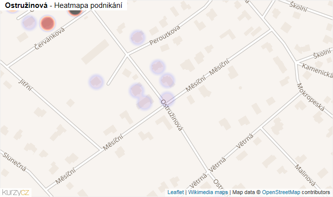 Mapa Ostružinová - Firmy v ulici.