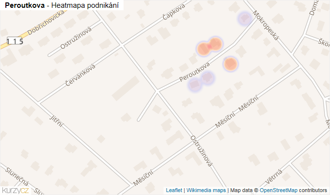 Mapa Peroutkova - Firmy v ulici.