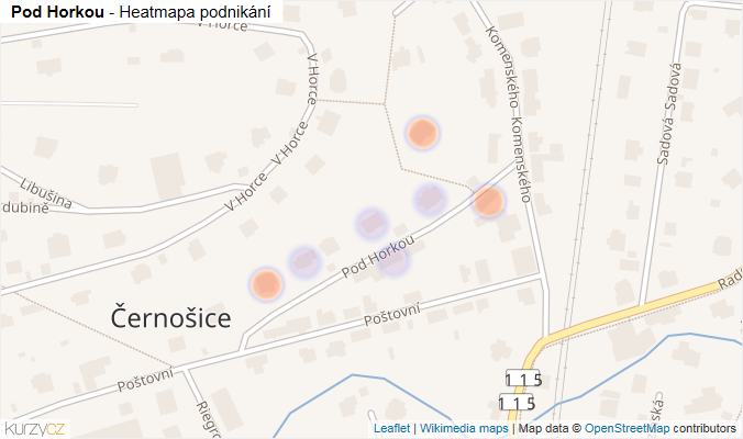 Mapa Pod Horkou - Firmy v ulici.