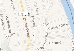 Říční v obci Černošice - mapa ulice