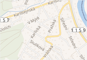 V zahrádkách v obci Černošice - mapa ulice
