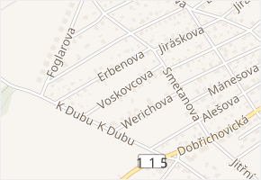 Voskovcova v obci Černošice - mapa ulice