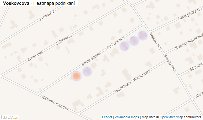 Mapa Voskovcova - Firmy v ulici.