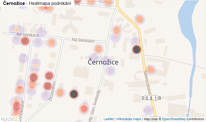 Mapa Černožice - Firmy v části obce.