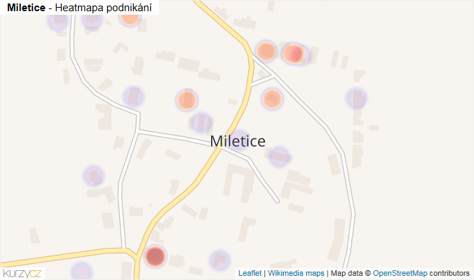 Mapa Miletice - Firmy v části obce.