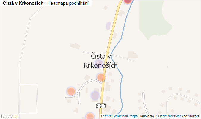 Mapa Čistá v Krkonoších - Firmy v části obce.