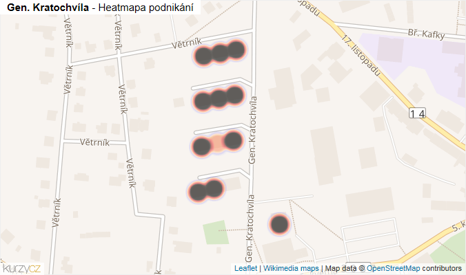 Mapa Gen. Kratochvíla - Firmy v ulici.