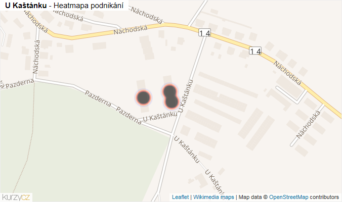 Mapa U Kaštánku - Firmy v ulici.
