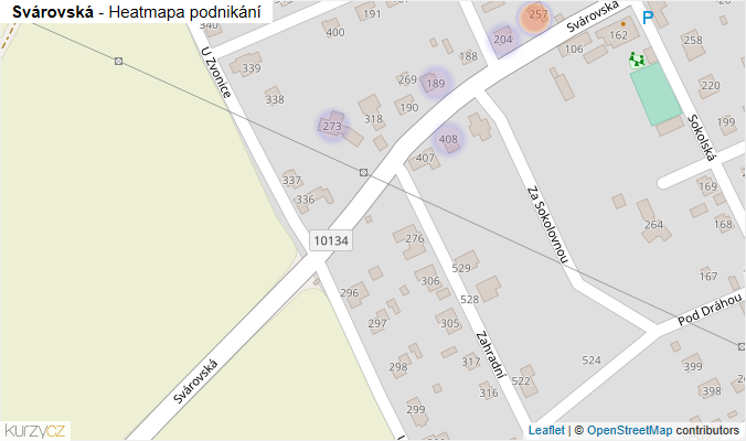 Mapa Svárovská - Firmy v ulici.