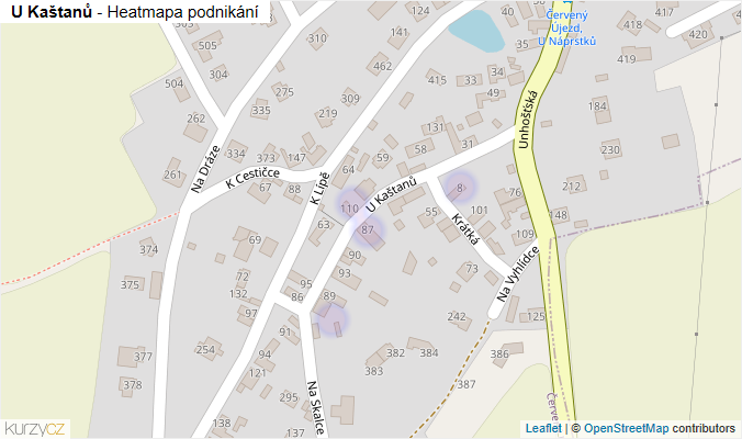 Mapa U Kaštanů - Firmy v ulici.