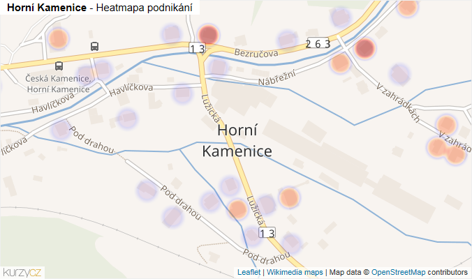 Mapa Horní Kamenice - Firmy v části obce.