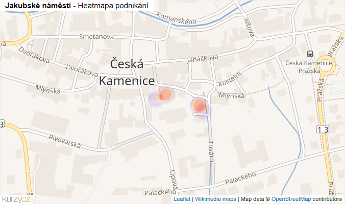 Mapa Jakubské náměstí - Firmy v ulici.