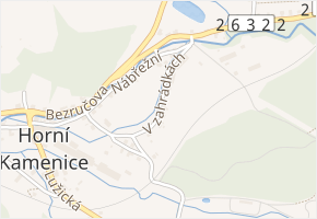 V zahrádkách v obci Česká Kamenice - mapa ulice