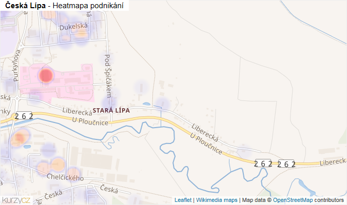 Mapa Česká Lípa - Firmy v obci.