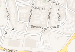 Berkova v obci Česká Lípa - mapa ulice
