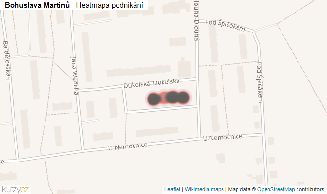 Mapa Bohuslava Martinů - Firmy v ulici.