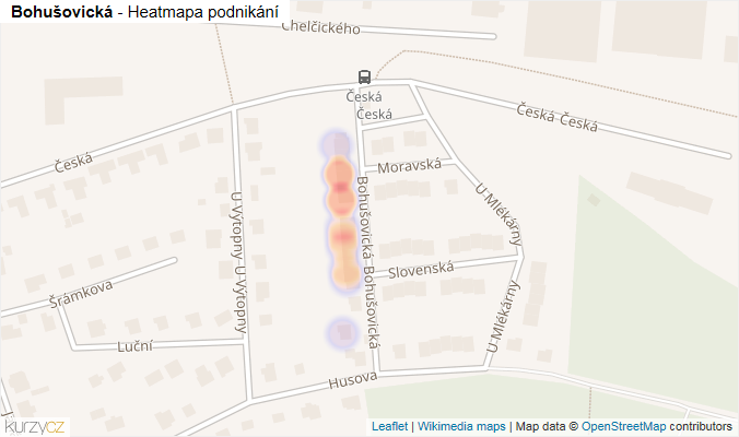 Mapa Bohušovická - Firmy v ulici.