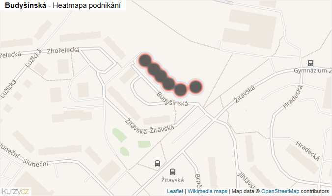 Mapa Budyšínská - Firmy v ulici.