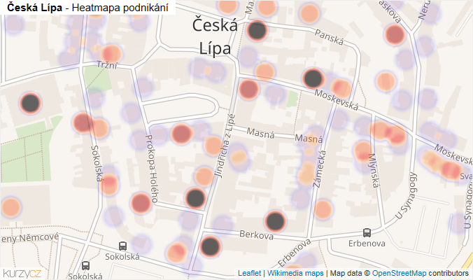 Mapa Česká Lípa - Firmy v části obce.
