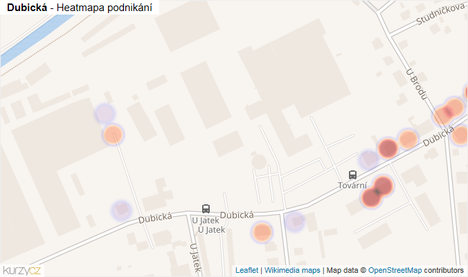 Mapa Dubická - Firmy v ulici.